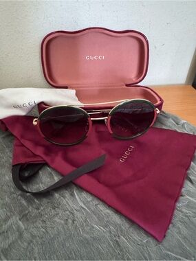 GUCCI ROUND OVERSIZED SUNGLASSES GREEN RED 140mm Japan